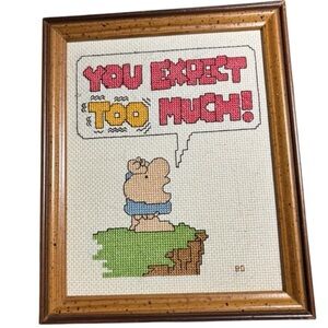 Original Ziggy Vintage Cross-Stitch Framed Wall Art - Humorous Design